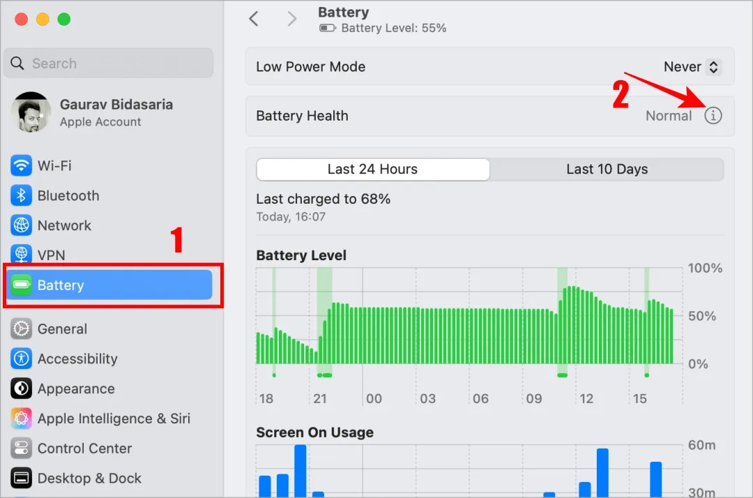 Einstellungen zum Batteriezustand