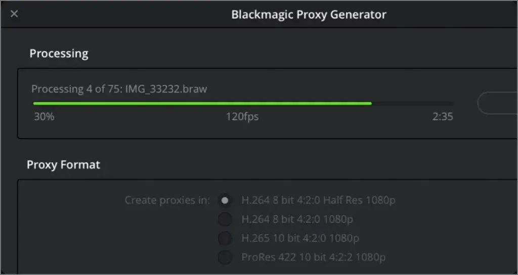 Generatore di proxy Blackmagic