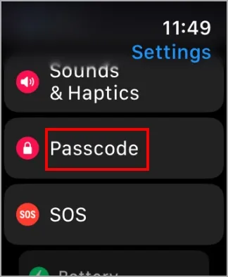 Apple Watch-Passcode-Seite