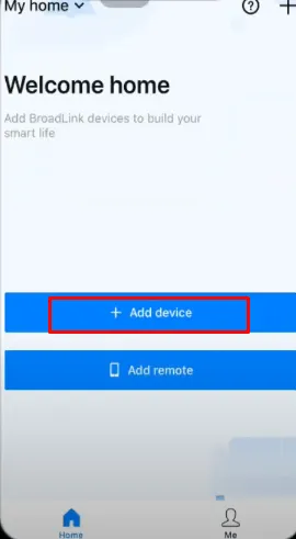 BroadLinkアプリ - デバイスの追加をタップ