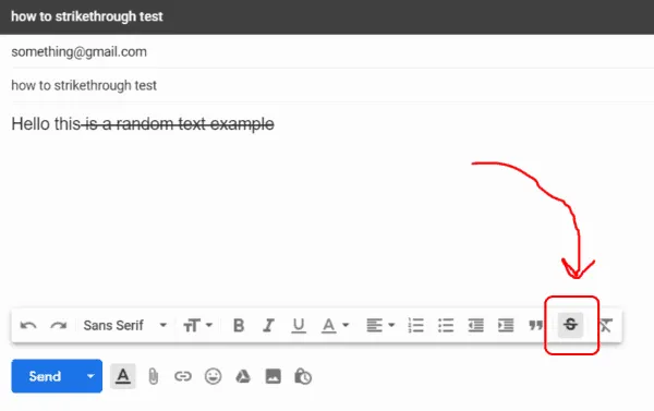 Durchgestrichener Text in Gmail