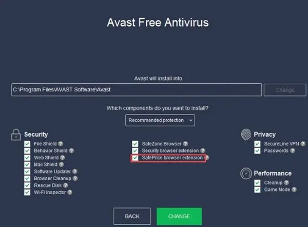 Disinstallare Avast SafePrice dal Pannello di Controllo