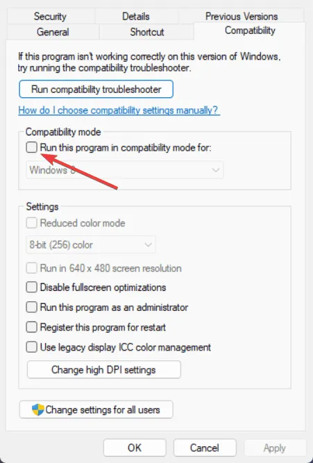 Innstillinger for kompatibilitetsmodus for Signal Desktop