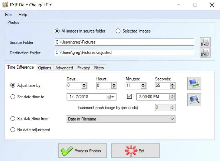 Modificatore di data EXIF