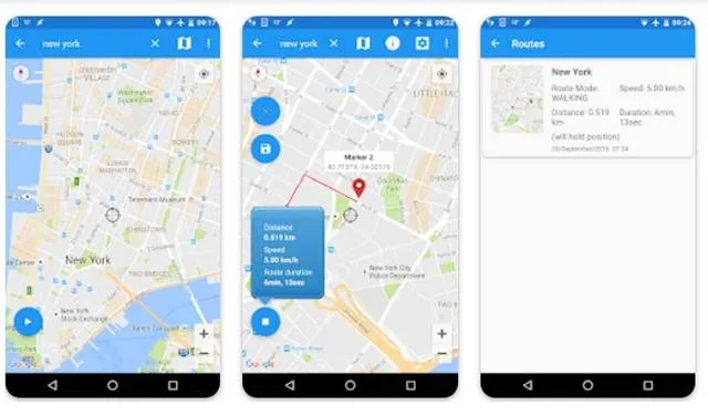 Schermafbeelding van de nep-GPS Go Location Spoofer-app