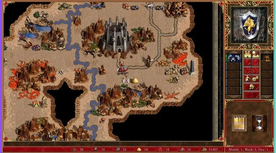 Zrzut ekranu rozgrywki w Heroes of Might and Magic III