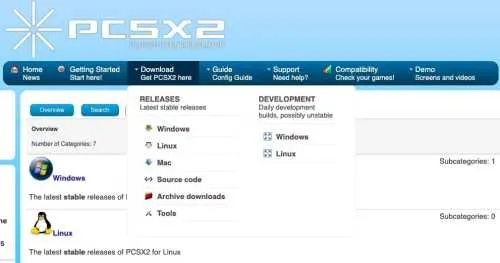 PCSX2 emulator skjermbilde