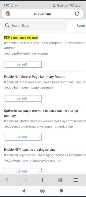 Edge PDFエクスペリエンスの刷新フラグ