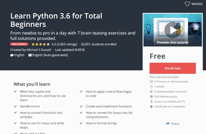 Lær Python 3.6 for Total Beginners