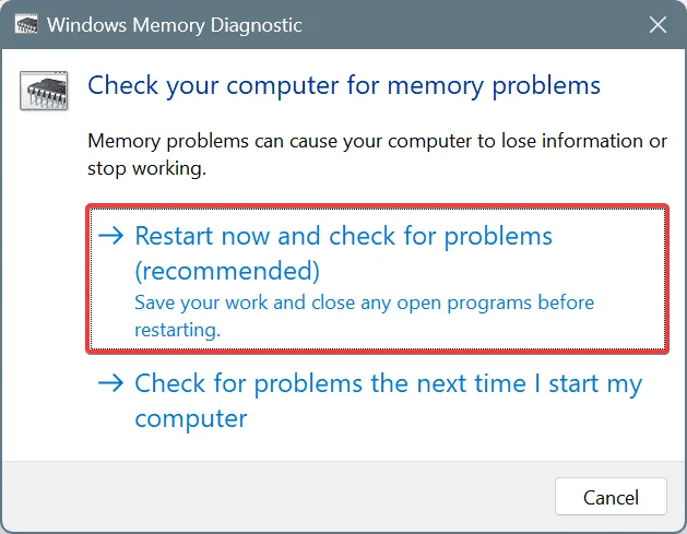 Windows-Speicherdiagnose zum Beheben von ERROR_COMMITMENT_MINIMUM