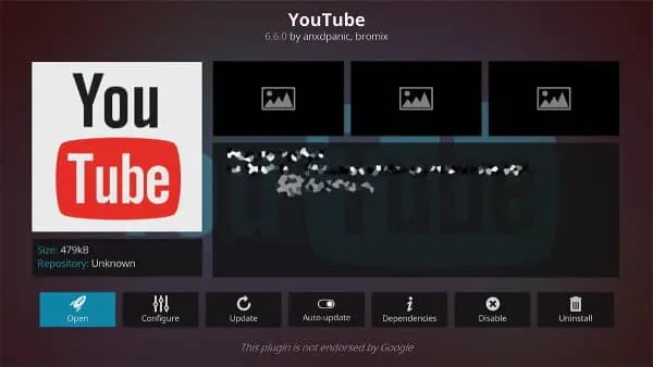 Complemento de YouTube para Kodi