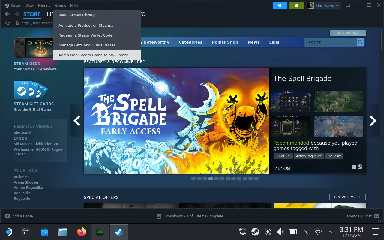 Adicionando Greenlight como um jogo não Steam.