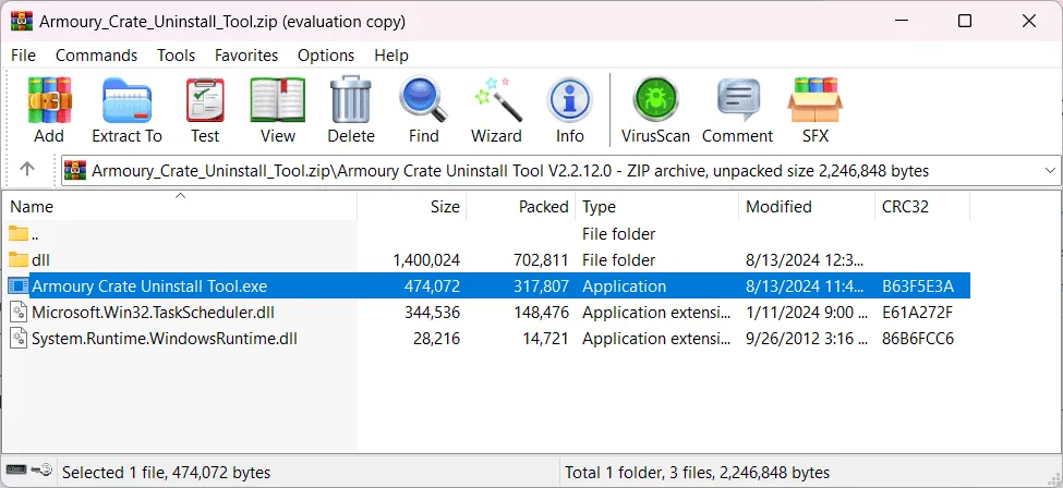 Armoury Crate Uninstall Tool exe-bestand