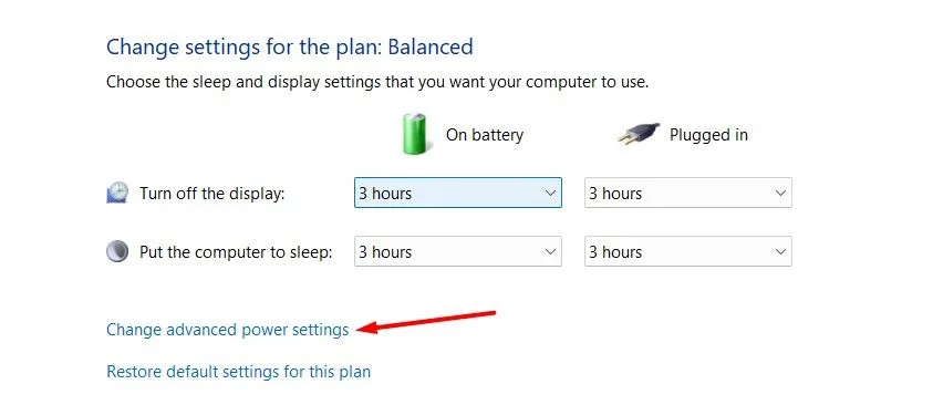 Cambiar la configuración de energía avanzada en el Panel de control.