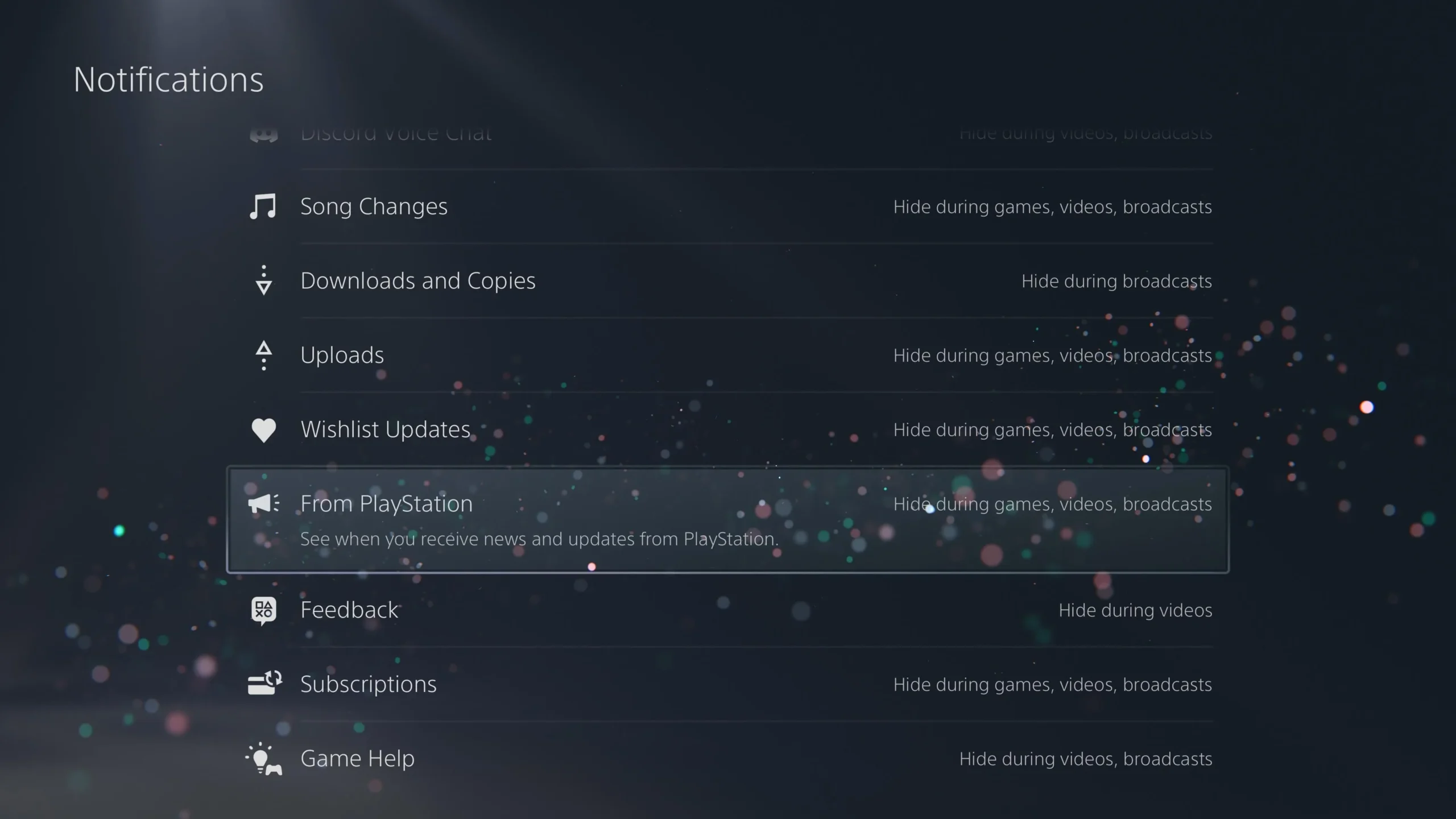 Configure as preferências de notificação no PS5.