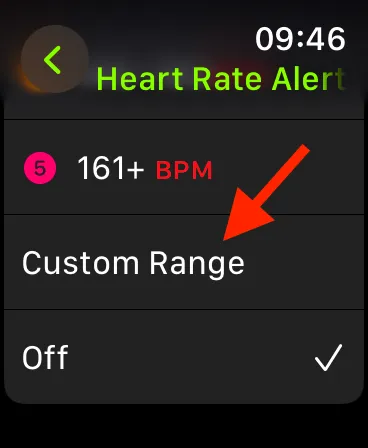 Vlastní nastavení rozsahu srdeční frekvence pro upozornění na Apple Watch