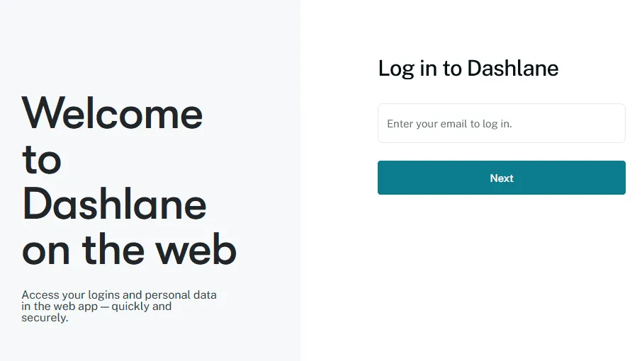 Efetuando login no Dashlane