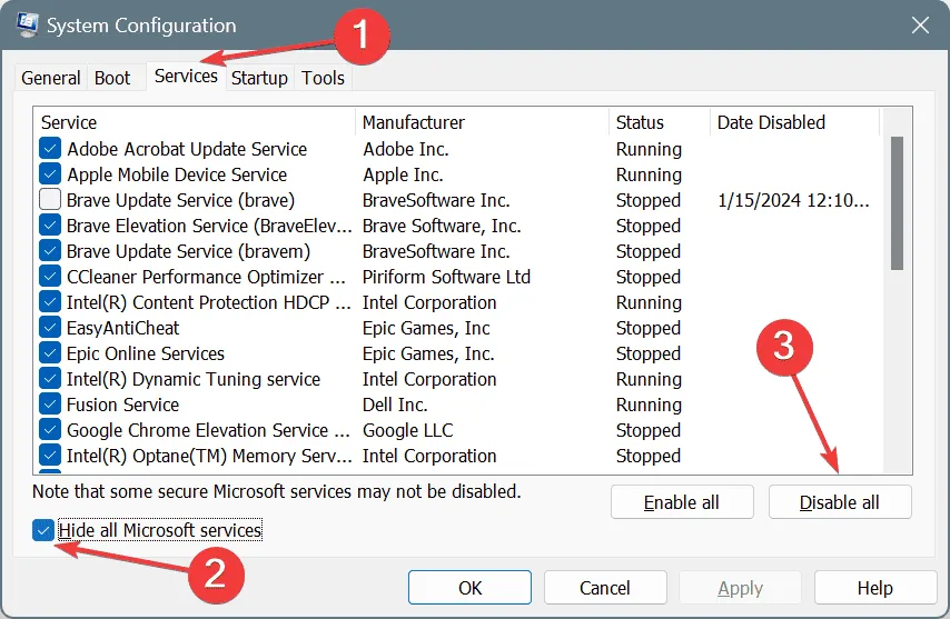 sauberer Neustart zur Behebung von ERROR_DLL_INIT_FAILED_LOGOFF