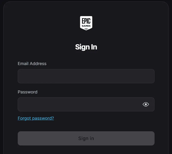 Iniciar sesión en la cuenta de Epic Games
