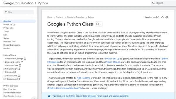 Googles Python-kursus