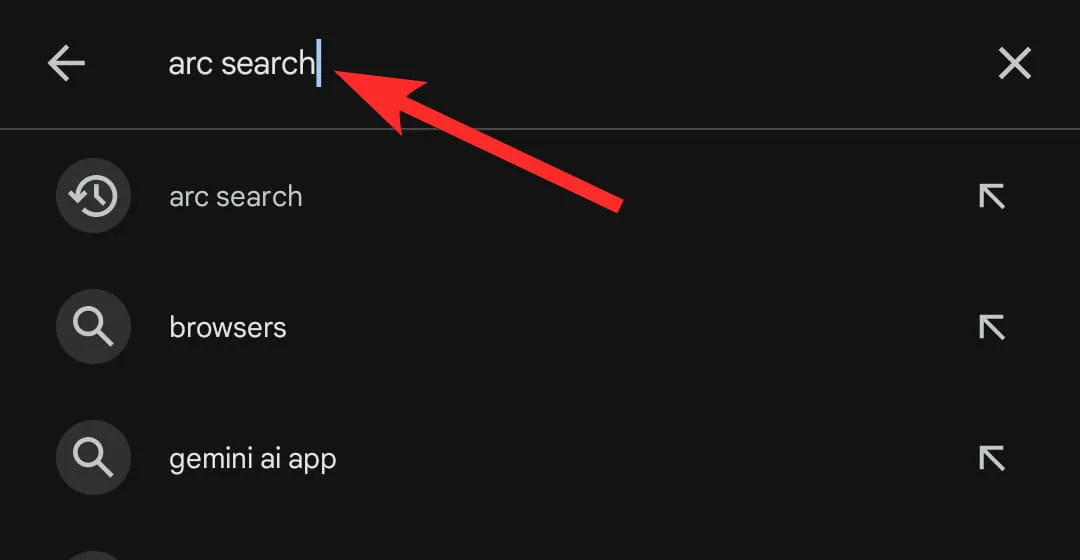 Procurando por Arc Search na Google Play Store