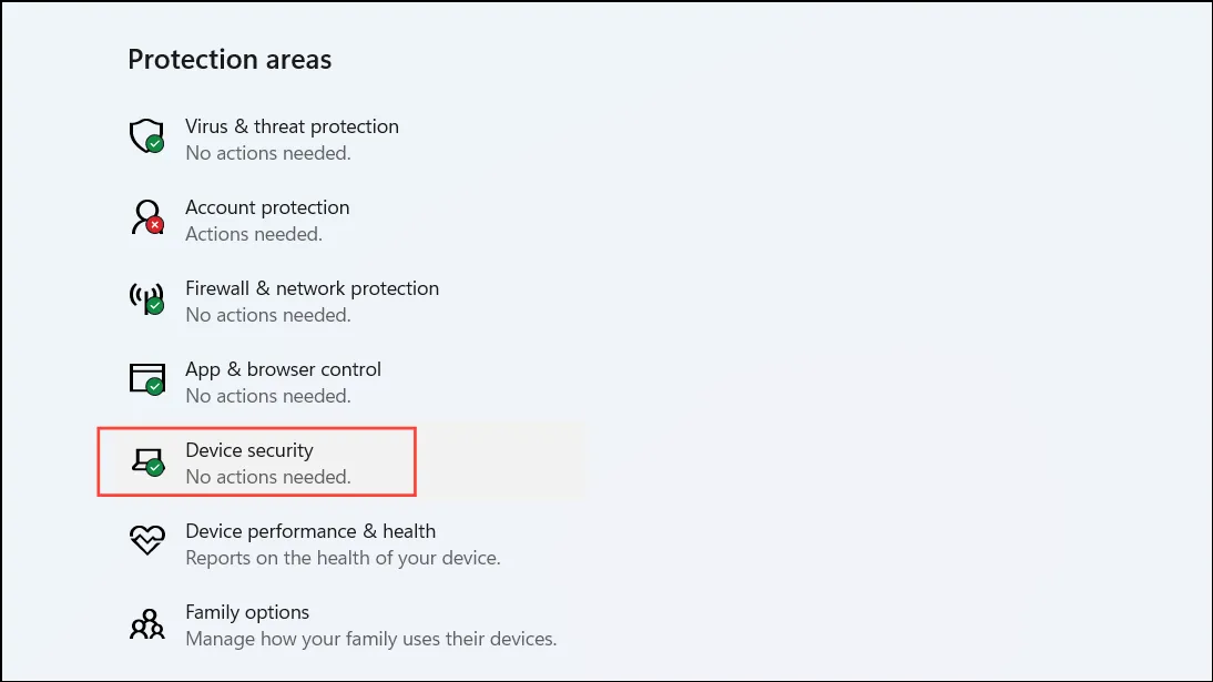 Windows Security Device Security