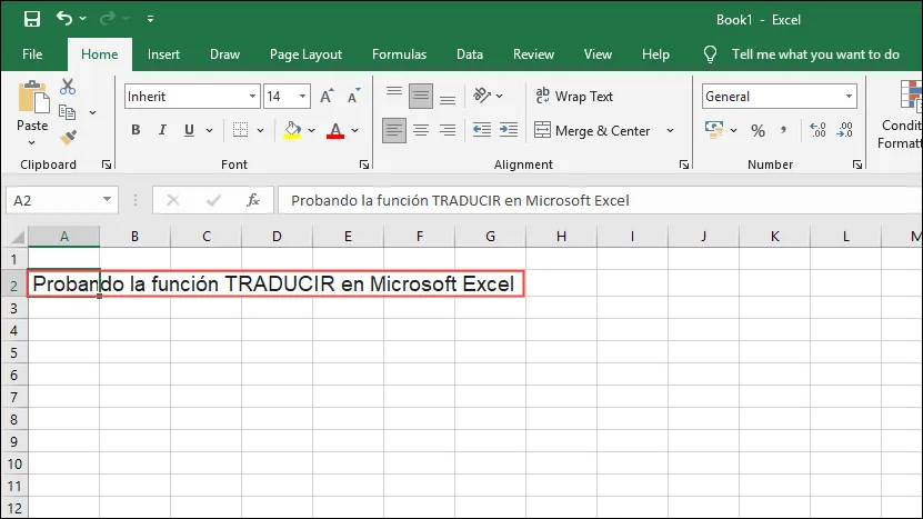 Przykład tekstu do przetłumaczenia w programie Excel