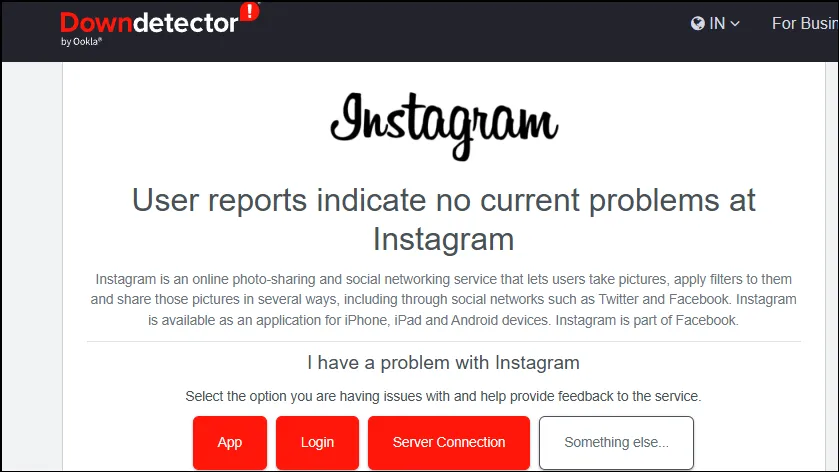 Controleer de serverstatus van Instagram