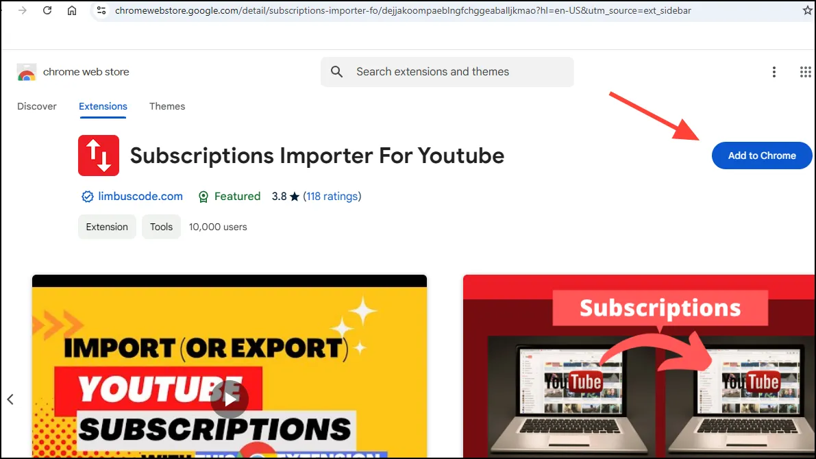 Instalar extensão Subscriptions Importer