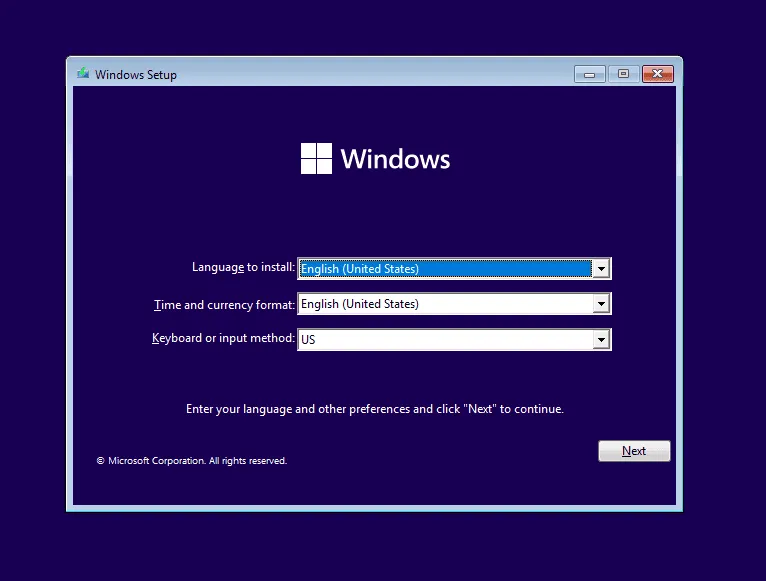 Neuinstallation von Windows von USB