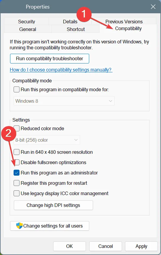 ERROR_PROCESS_NOT_IN_JOBを修正するには管理者として実行してください