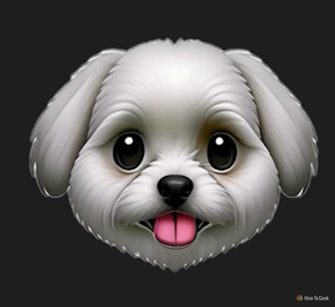 Maltesisk hunde-emoji-ansikt laget i Genmoji.