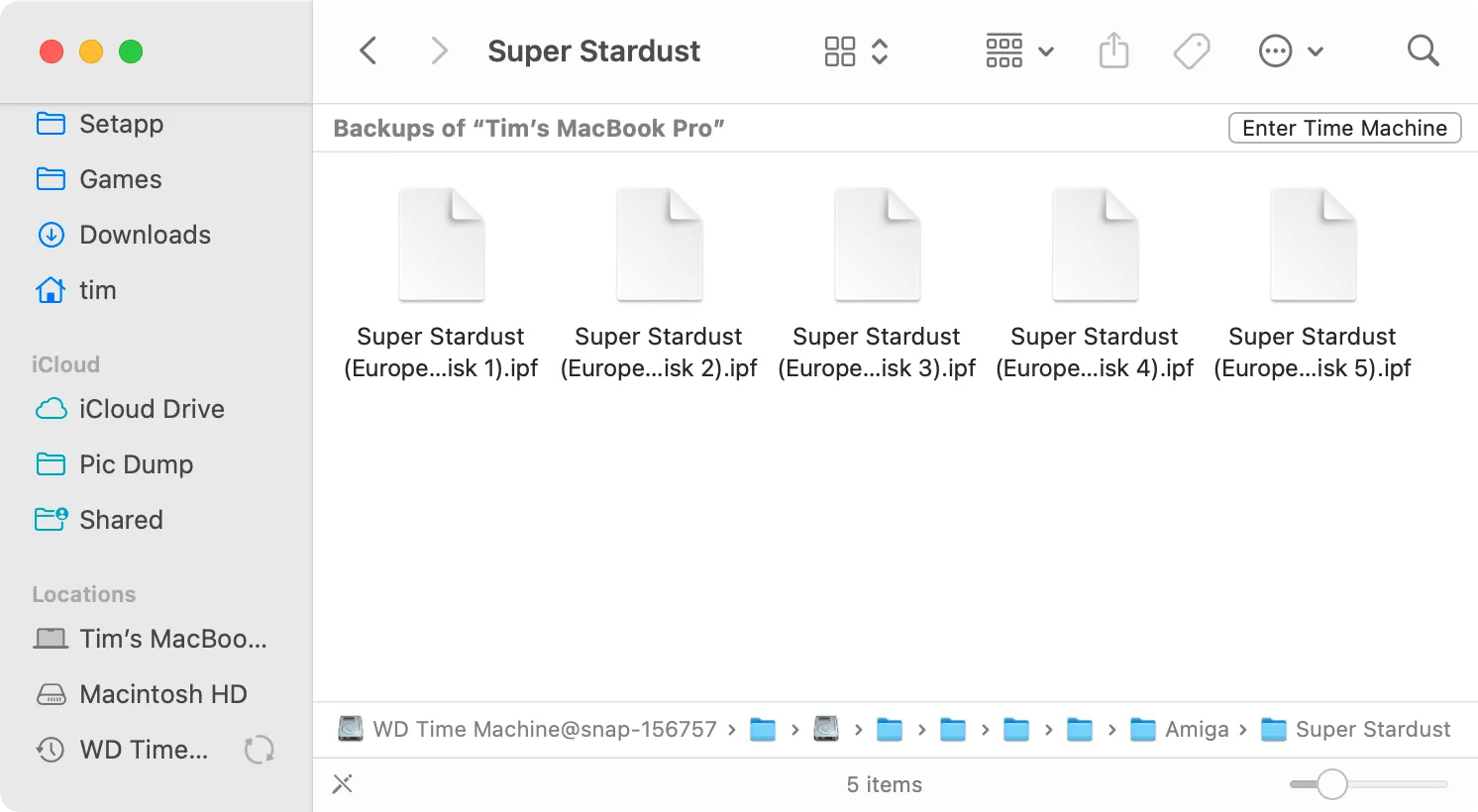 Esplorazione manuale dell'unità Time Machine