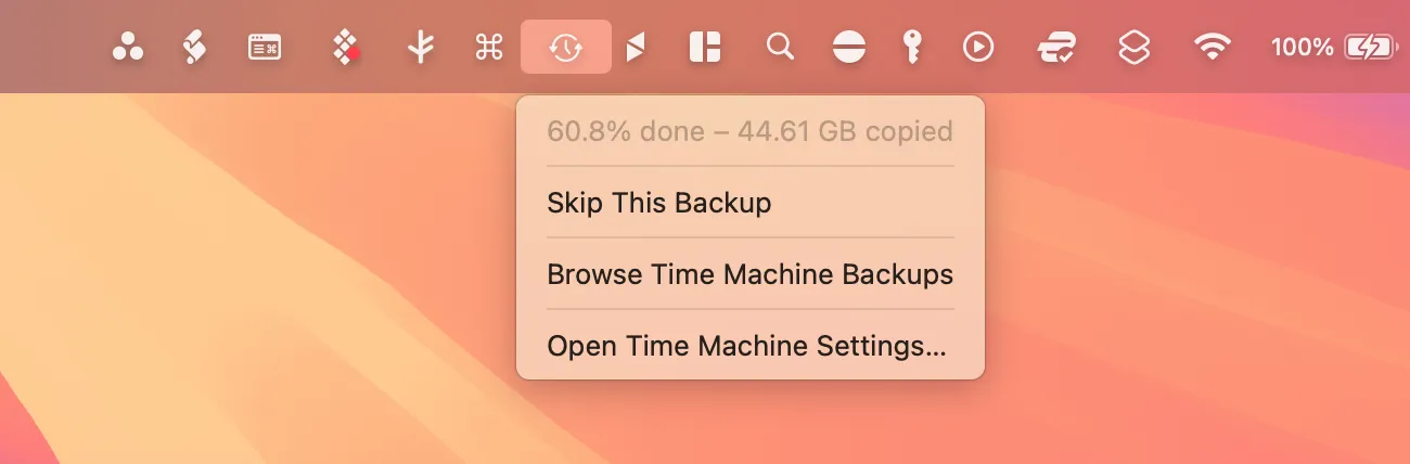 Opzione "Salta questo backup" di macOS