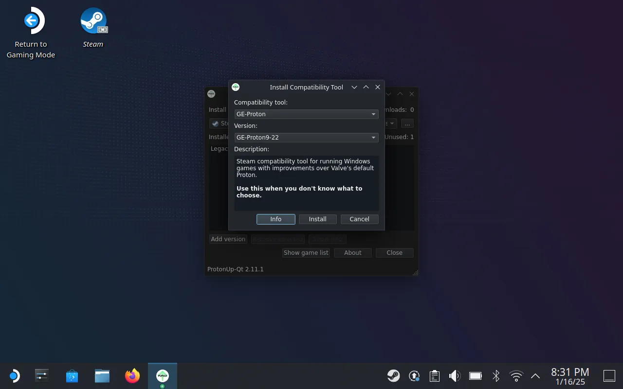 ProtonUp-Qt til SteamOS