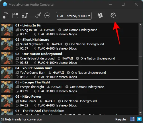 Configuración en MediaHuman Audio Converter