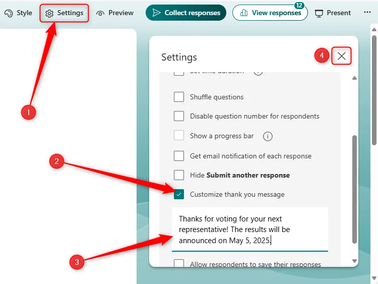 Personalizar el mensaje de agradecimiento en Microsoft Forms. Personalizar el mensaje de agradecimiento en Microsoft Forms.