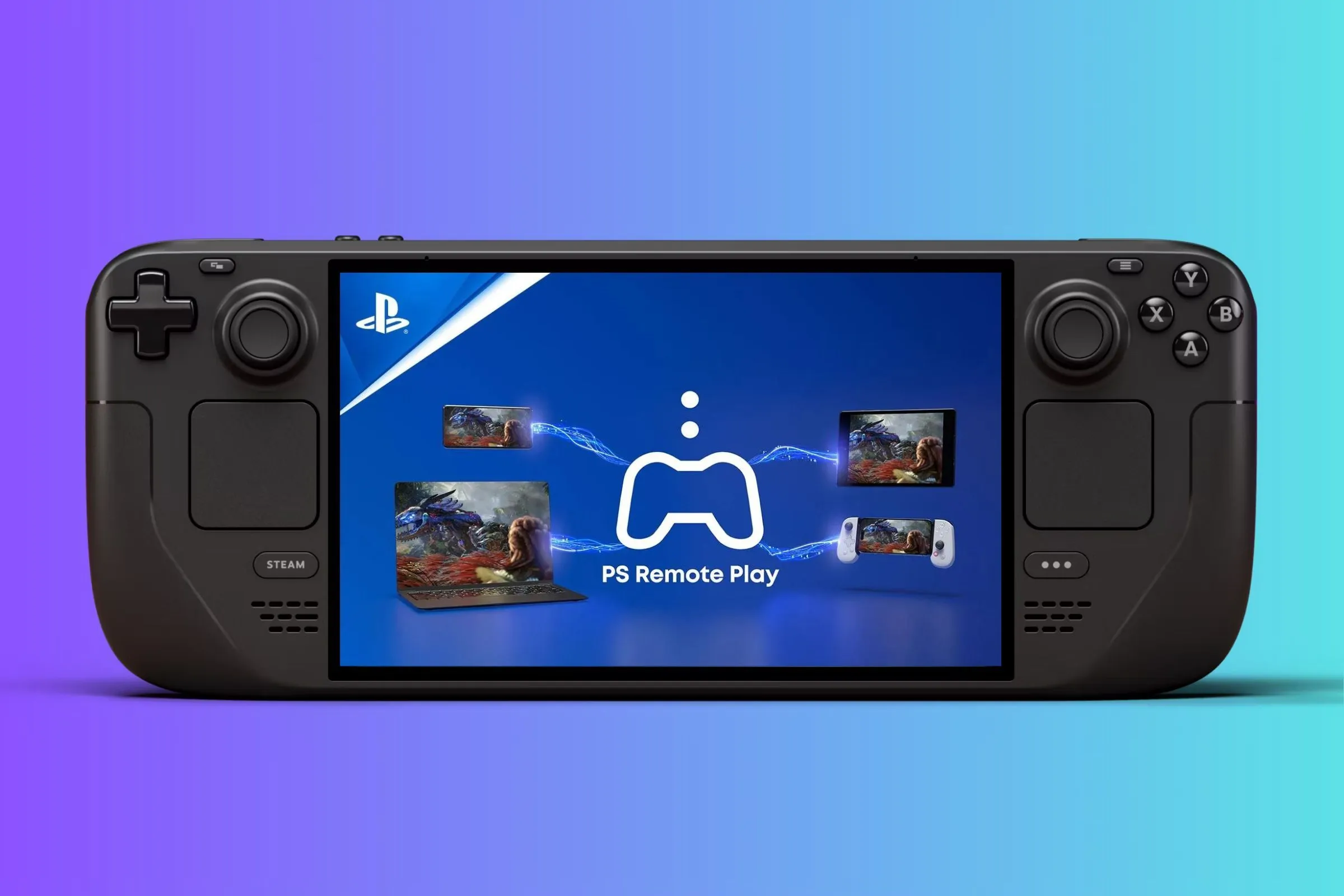 Steam-dækket med PlayStation Remote Play vist på det